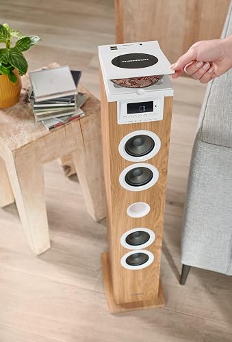 THOMSON Tour de Son Bluetooth avec Lecteur CD, Enceinte Colonne Hifi 60W, Radio FM, Port Aux et USB, MP3 et Affichage LED - Blanc - DS121CD - 4