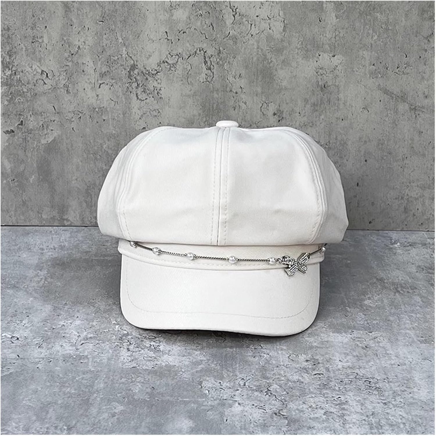 Pearl Chain Octagon Woman Spring Fall Retro Painter Hat Beret