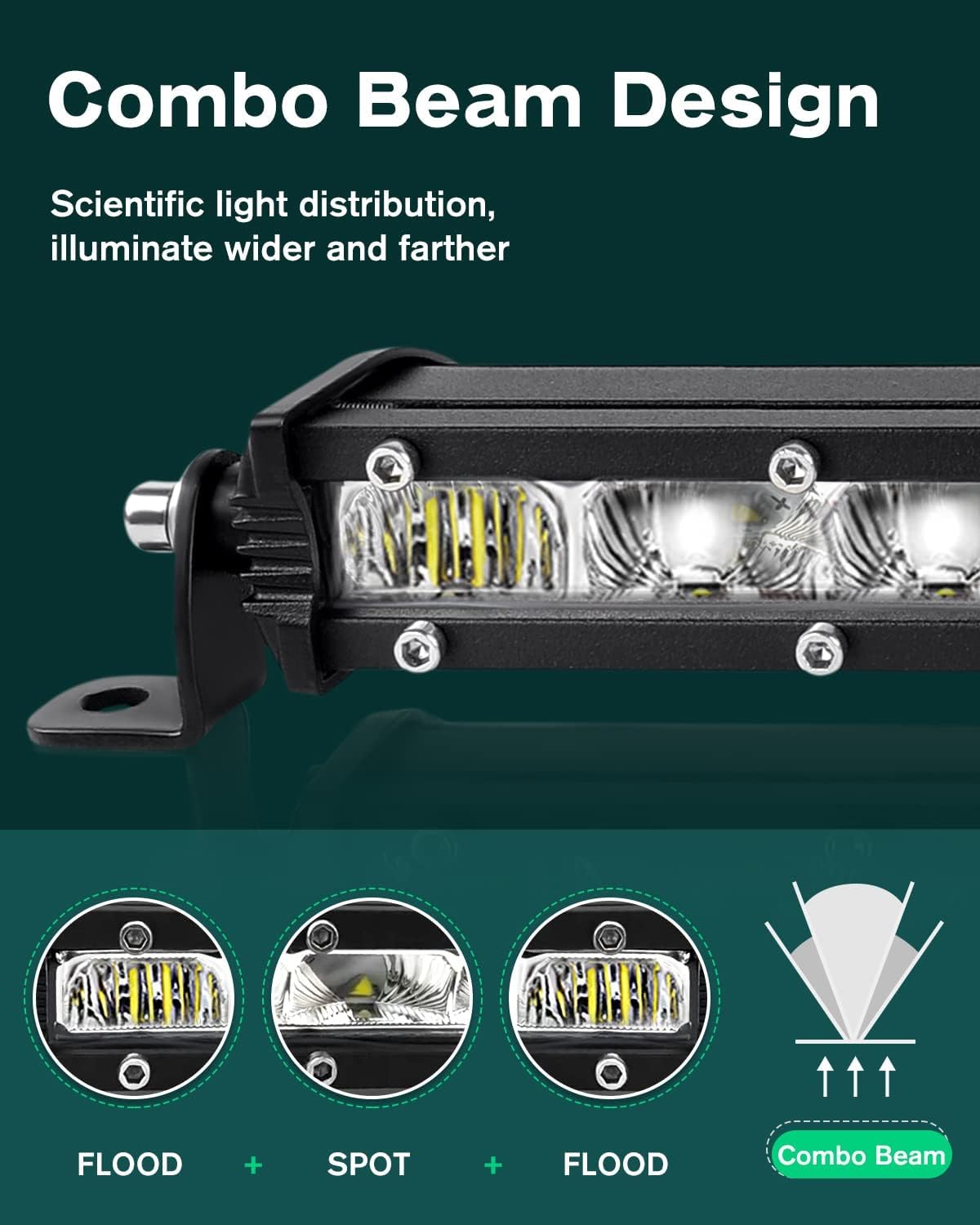 44inch LED Light Bar Slim with Pickup Offroad Flood Spot Combo Beam 210W 21000LM Single Row for Truck SUV ATV UTV