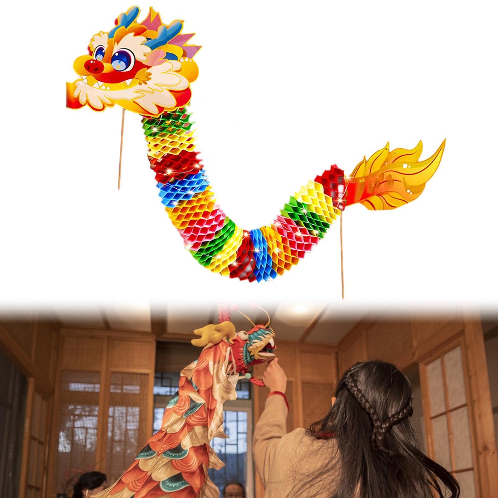 Fancyes Chinese New Year Paper Dragon, Spring Festival Dragon Decor, Creativity Festive Atmosphere Supplies for Spring,