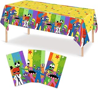 3Pcs Rainbow Birthday Party Tablecloth Rainbow Theme Party Supplies Video Game Table Cover Disposable Waterproof Rectangle Plastic Tablecloth 54 x 108 Inch