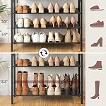 MAHANCRIS 8 Organisateur Tier Shoe Rack pour le placard, tient 28-32 paires, étagère de rangement en métal Tall pour chambre d'entrée, rack autoportant robuste Space Sauvetage, Grande Capacité, Rustique Brown