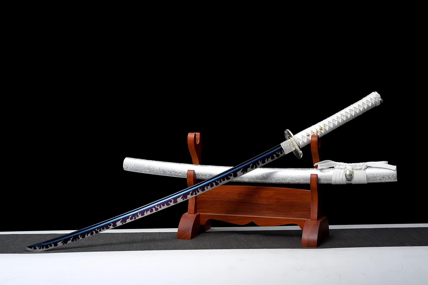 Full Tang Real Katana Sword Hand Forged Manganese Steel Samurai Sword Purple