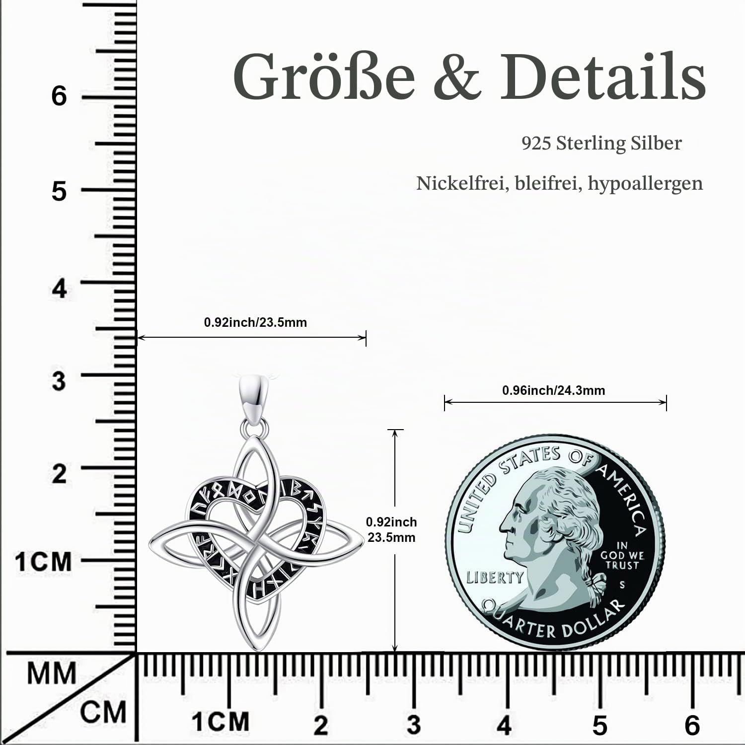 TwoAnts Wikinger Kette 925 Sterling Silber Herz/Hexenknoten/Unendlichkeit Anhänger für Keltische Halskette Norse Rune Kette Wikinger Schmuck Amulett Geschenke für Frauen Männer