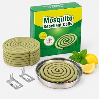 Mosquito Repellent Coils, 24Pack Large Outdoor Coils for Patios and Camping | Plant-Based Citronella Formula, Long Lasting Hours Burning Time, Effective Outdoor Insect Bug Control for Backyard