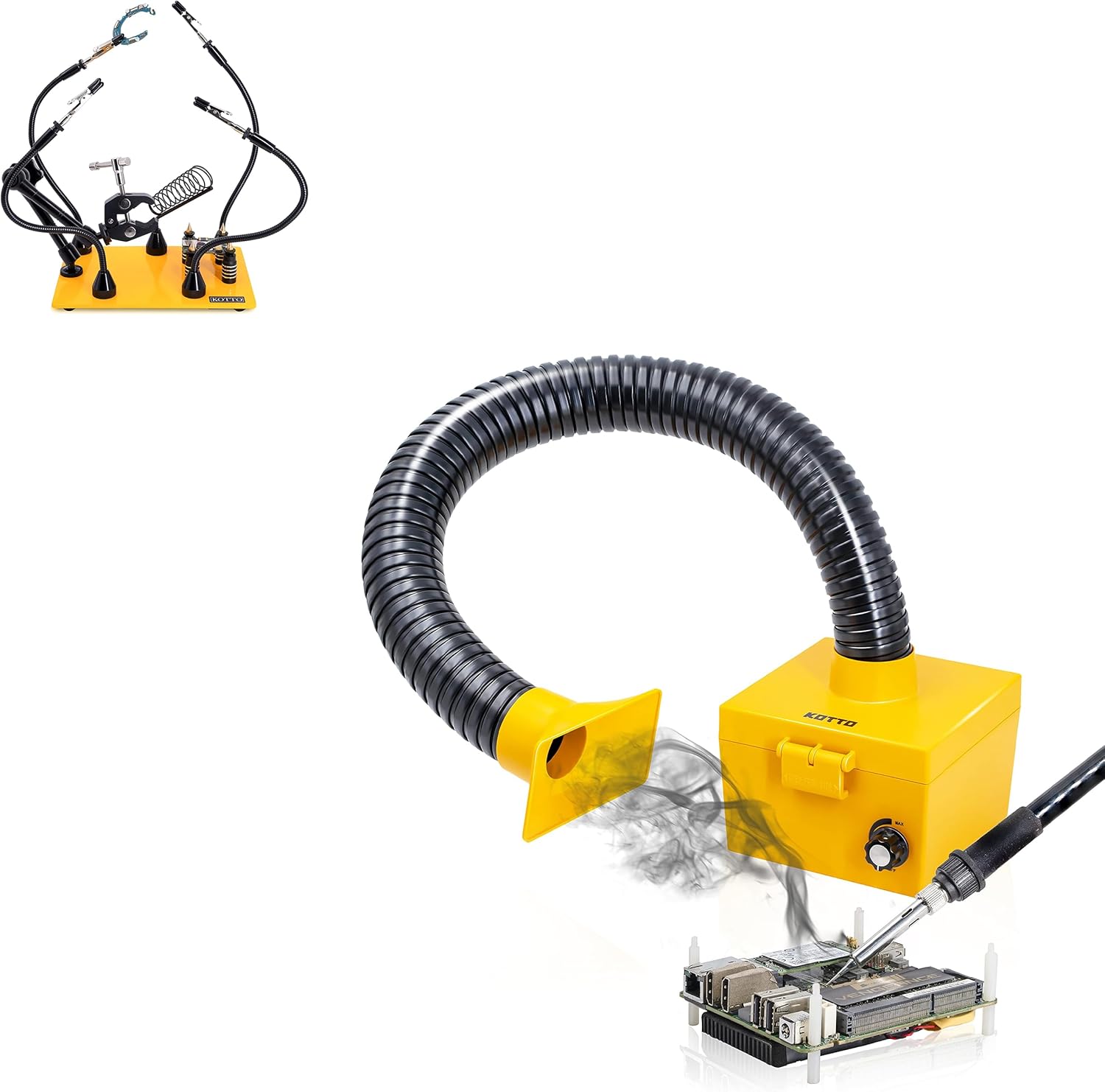KOTTO Strong Suction Smoke Absorber for Soldering, Four Arms Helping Hands Station