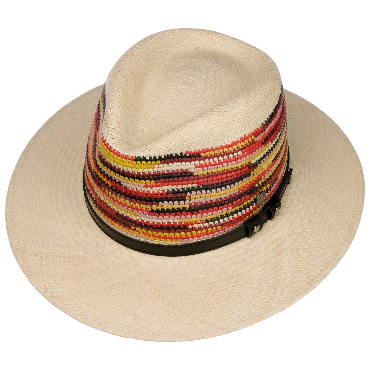 Lierys Sombrero Panamá Multicolour Crown Mujer/Hombre - Made in Ecuador de Verano Paja Sol con Banda Piel Primavera/Verano