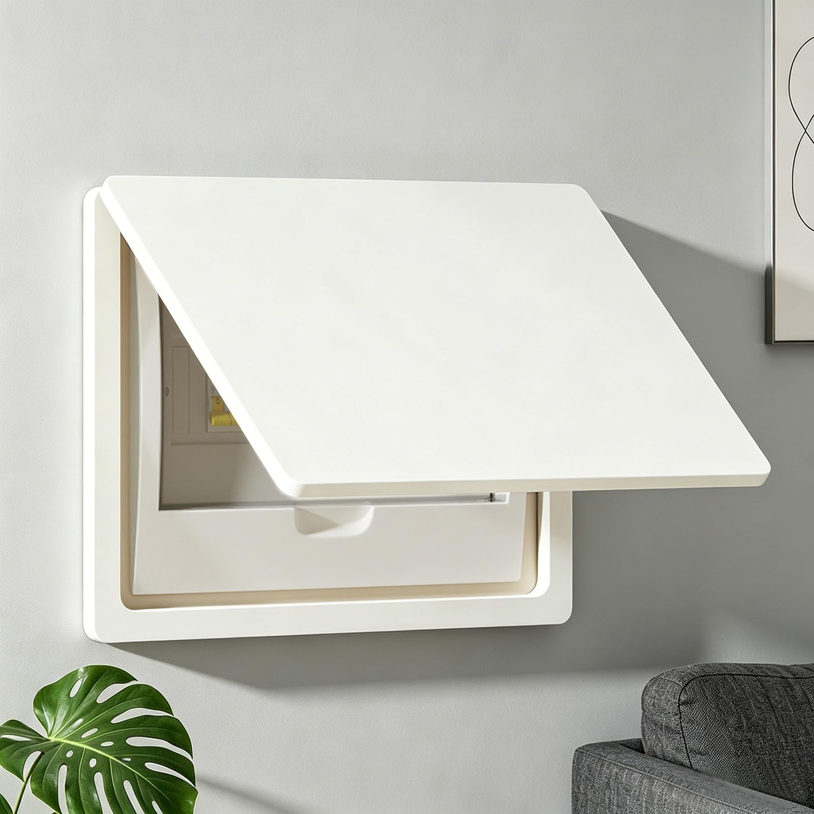 Blanco Tapa Cuadro Eléctrico Decorativo, Modernos Tapa Contador Luz Decorativa, Cuadro para Tapar Cuadro Eléctrico, Caja Contador Eléctrico Cubre Pared Decorativa A 45x35cm