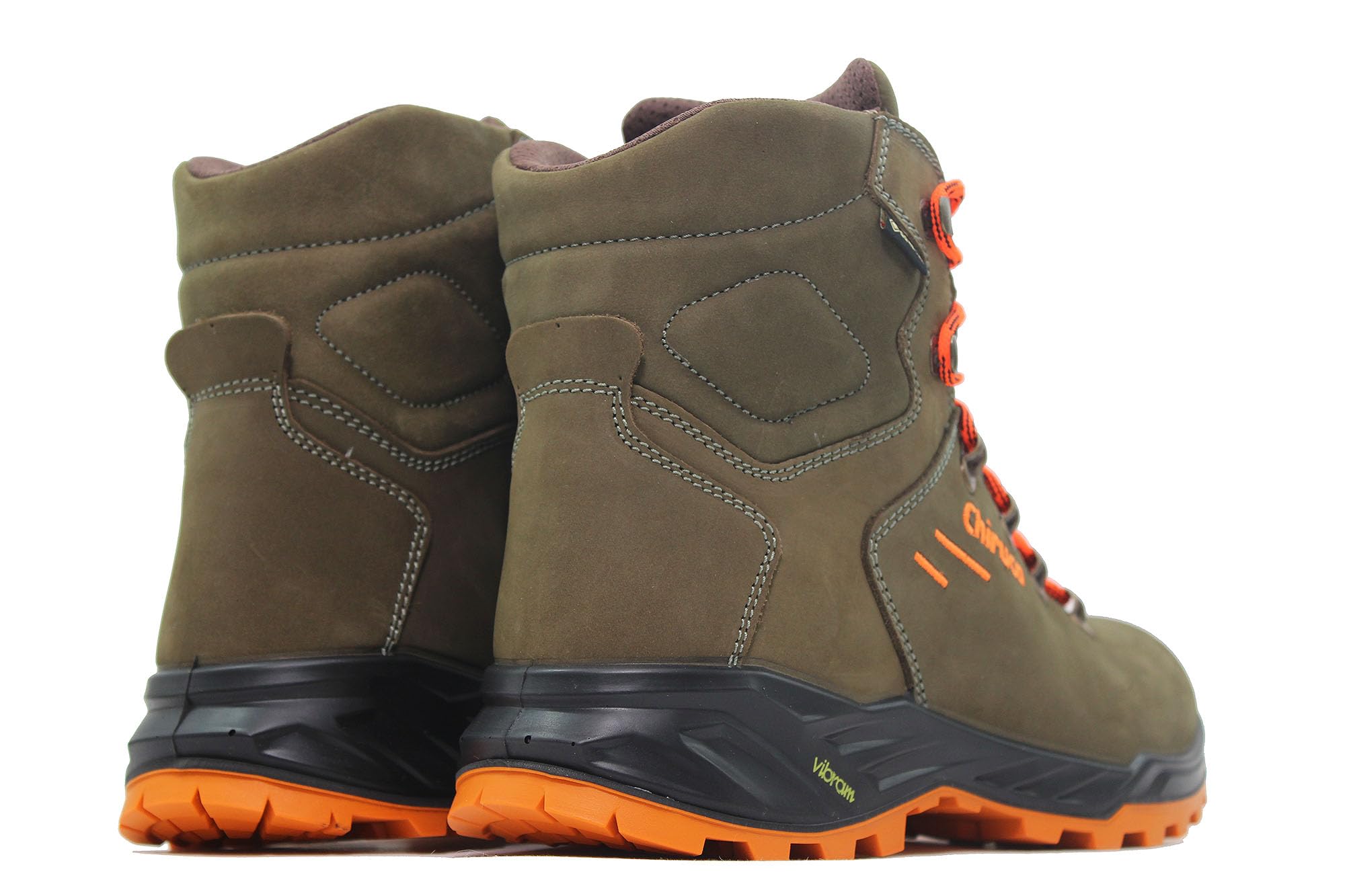 CHIRUCA - Stivali gore tex,impermeabili, in segatura, da campo, da montagna, trekking, lacci arancioni, per: uomo
