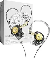 Fone De Ouvido Profissional KZ EDX Pro Intra-auricular, Driver Dinâmico Magnético Composto de 10mm, Cabo Substituível, Original - Perfeito para Cantores - AlverSun (PRETO TRANSLUCIDO)