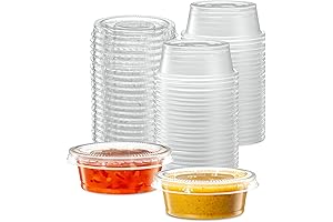 Complete Set of 100 1.5 oz Clear Plastic Containers With Lids