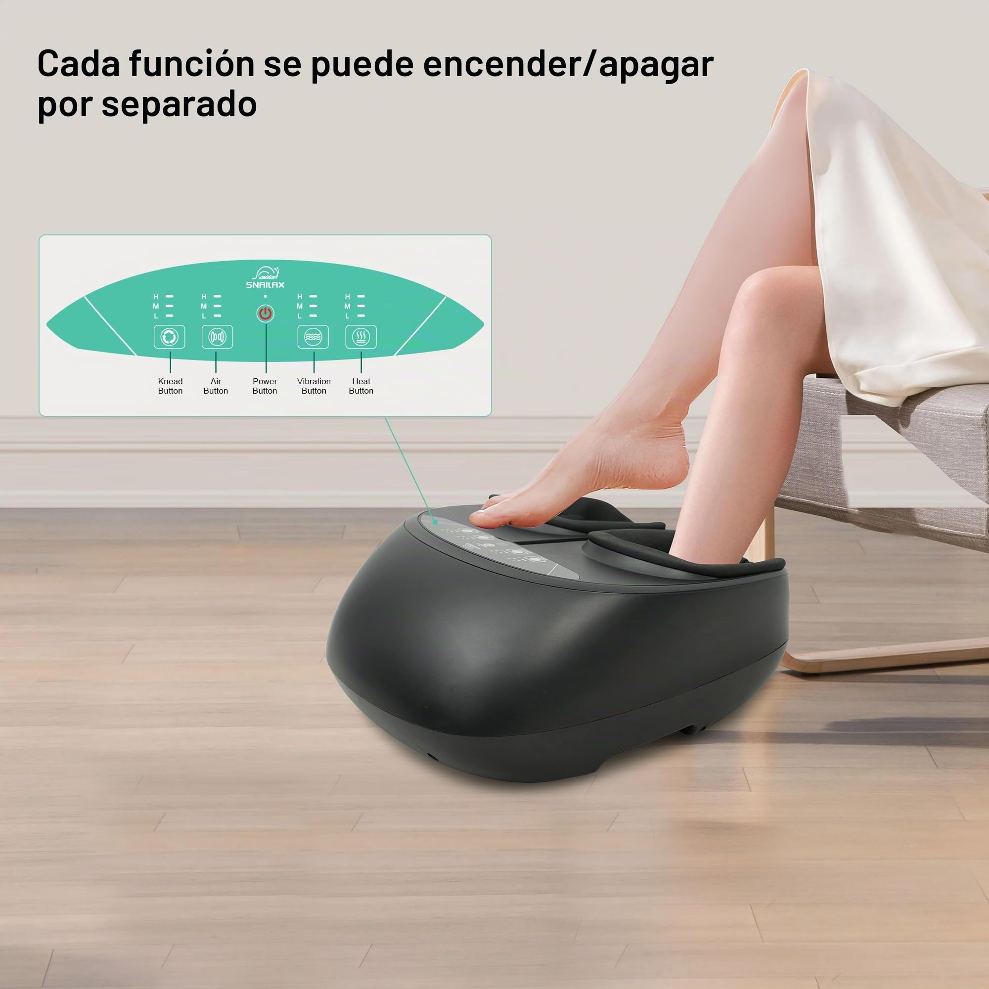 Snailax Masajeador de pies con calor, masajeador de pies Shiatsu con amasado por compresión vibración, masajeador eléctrico para pies, calentador de pies con mando a distancia, regalos para