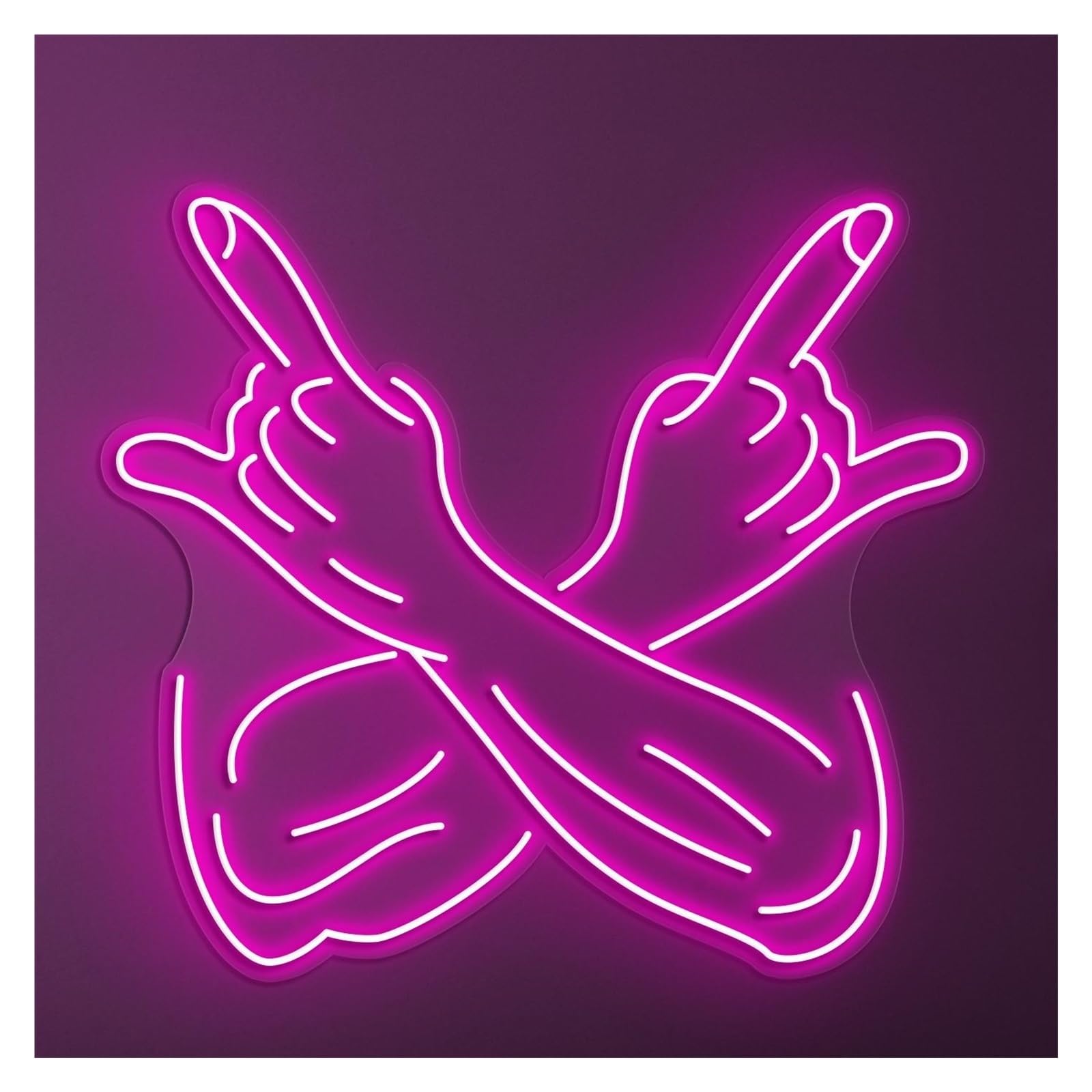 Hanging Art Neon Signs Rock Hand Neon Sign, Suitable For Game Room Decor With Brightness Adjustable 50cm(Rose red)