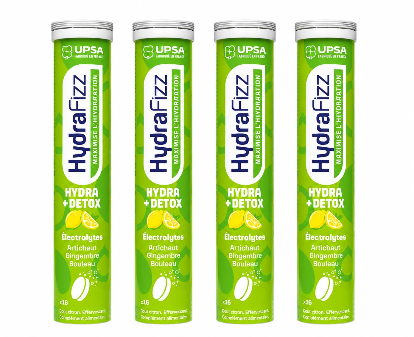 UPSA Hydrafizz Détox x4-5% - Hydratation, Citron, 64 Comprimés