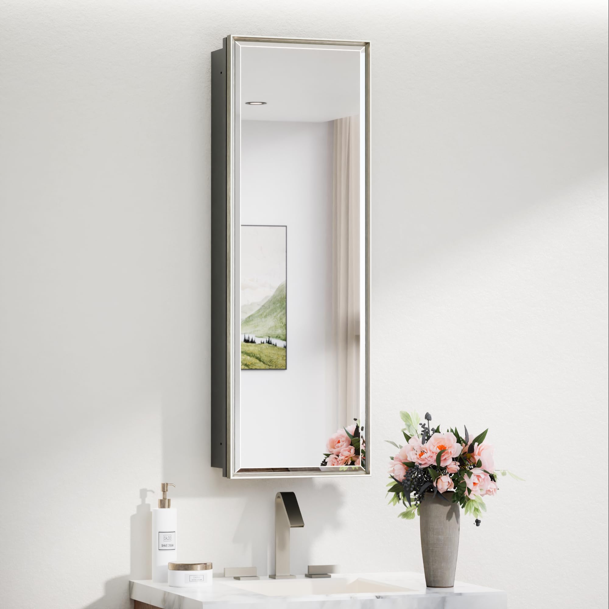 TokeShimi 12 x 36 in Recessed Medicine Cabinets for Bathroom, Aluminum