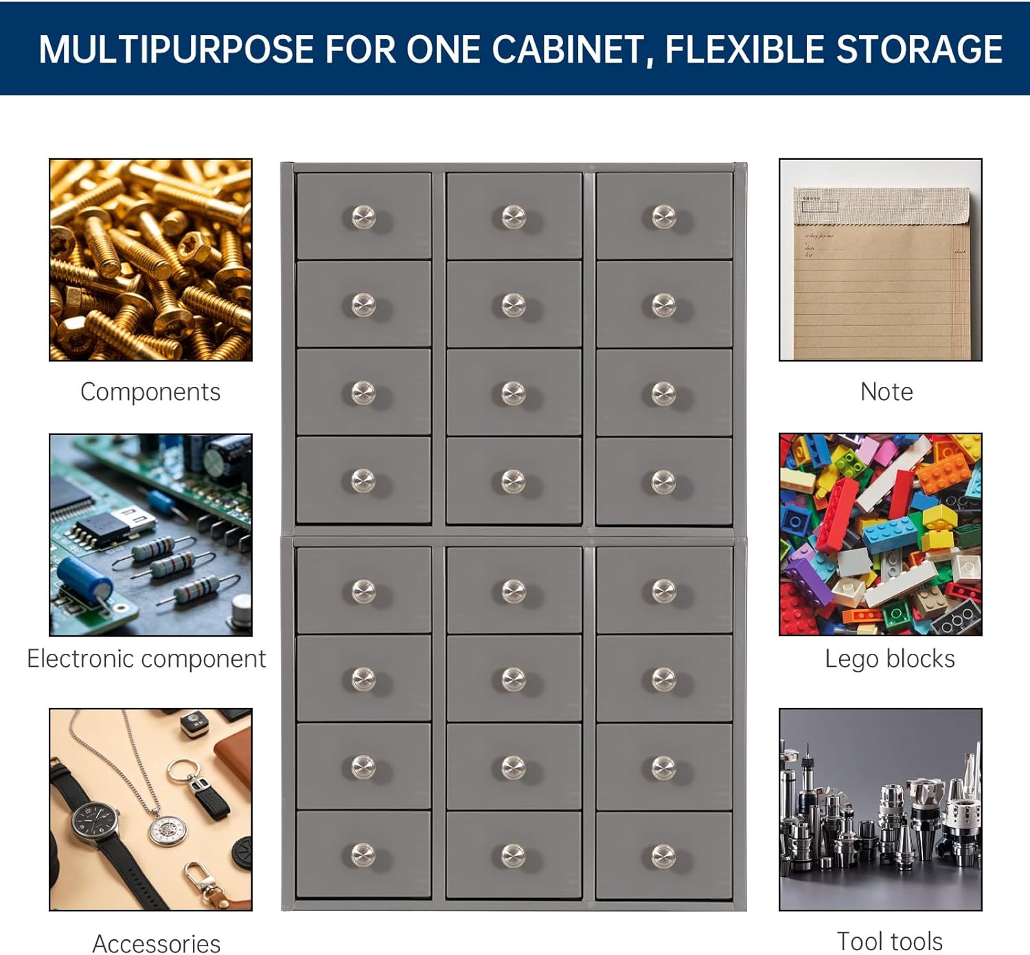Heavy Duty 12-Drawer Metal Parts Cabinet,Corrosion-Resistant Bolt Nut Organizer for Workshop Garage Office,Modular&Stackable Design, No Assembly