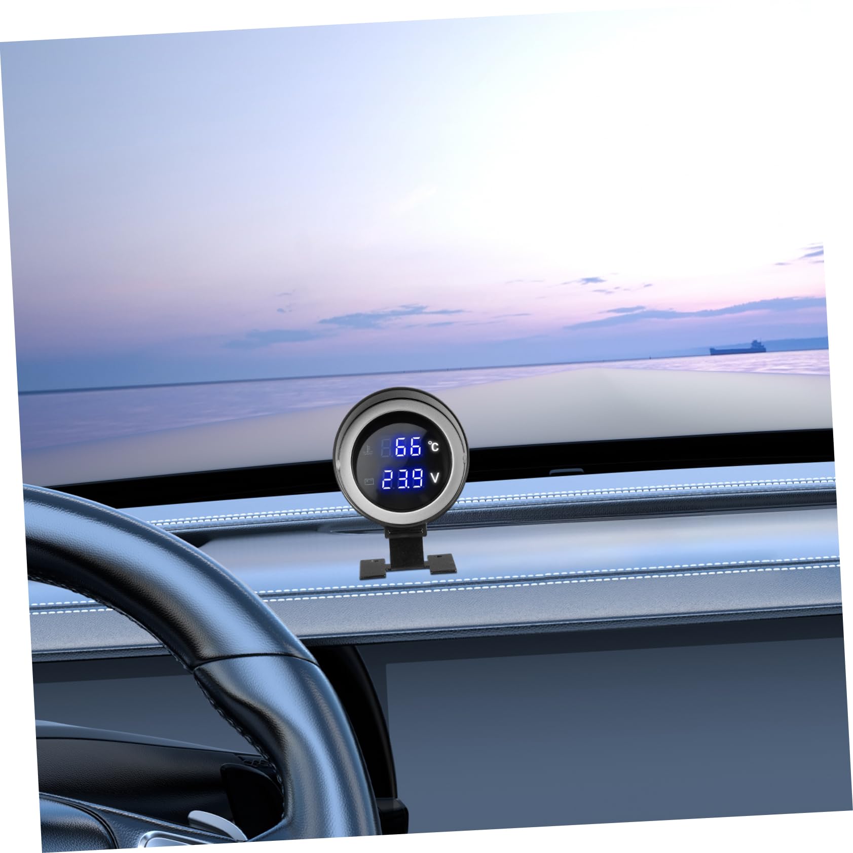 Cabilock Manometro Temperatura Acqua per Auto con Adattatore per Veicoli Calibro Digitale Rotondo con Doppio Monitoraggio e Installazione Facile in Lega di Alluminio e Plastico