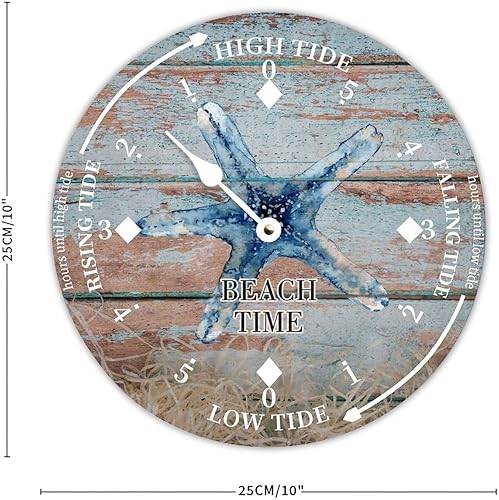 Miniatura 2 de Beach Time - Reloj de marea con estrellas de mar, silencioso, sin tictac, funciona con pilas, reloj de marea de madera, arte de pared, reloj de