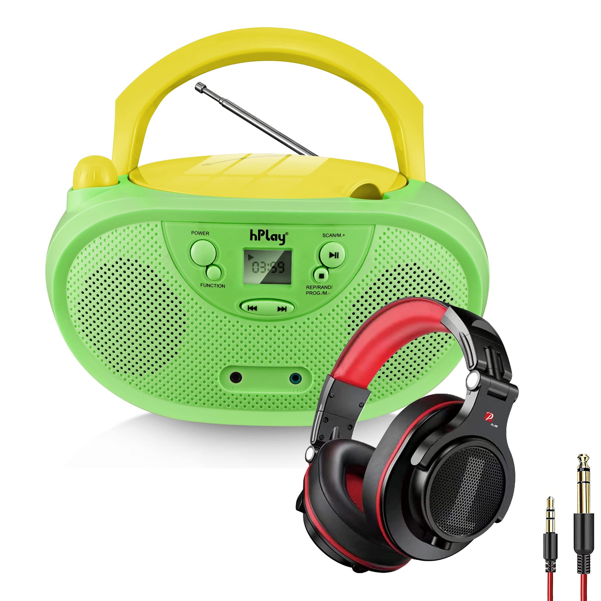Photo 1 of GC04 Portable CD Player Boombox with AM FM Stereo Radio Kids CD Player LCD Display, Front Aux-in Port and Headphone, Supported AC or Battery Powered- Pastel Green