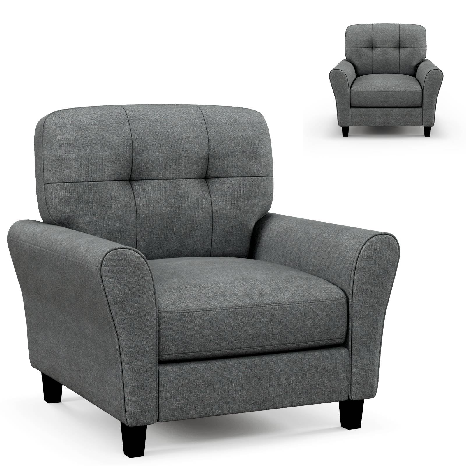 Multigot Modern Tufted Accent Chair, Upholstered Single Sofa Chair with Removable Back & Seat Cushions, Tufted Comfy Lounge Armchair for Living Room, Bedroom, Office