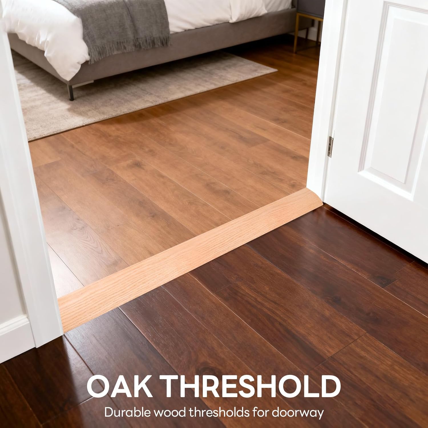 3.5"W 48" L Solid FAS1 Red Oak Floor Transition Strip, 3/4" Overlap Threshold for Doorways, Reduces Height Differences Between Carpet Tile Wood Vinyl Laminate Flooring (48" L, Unfinished)