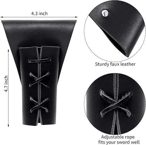Miniatura 3 de Cinturón medieval renacentista con espada de daga y rana de cuero, funda de espada para Halloween, disfraz de guerrero vikingo, disfraz de caballero
