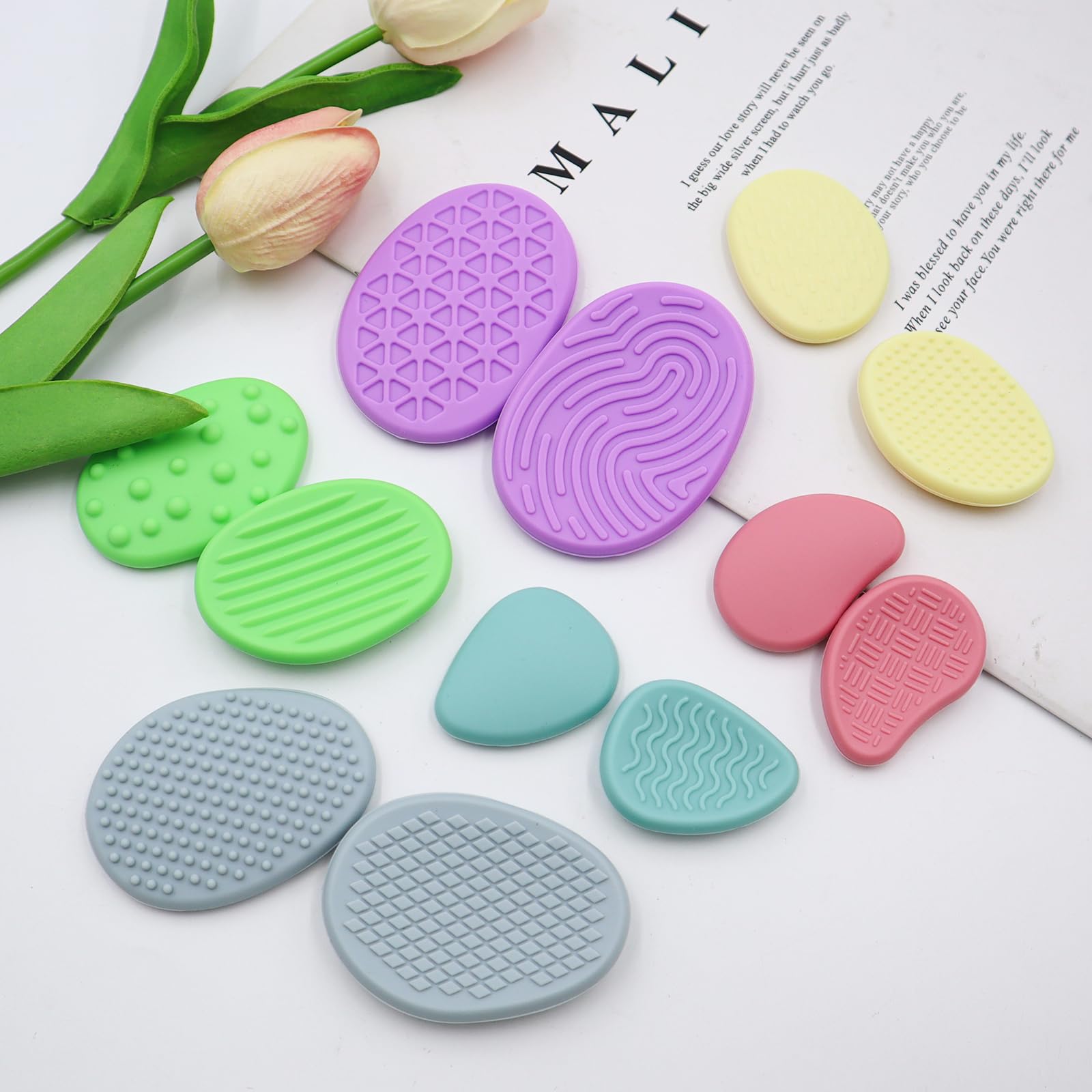 OMJMYY Sensory Stones 12 Pcs Fidget Toys Textured Soft Worry Stones for Kids Adults Silicone Sensory Toys Fidgets for School o Workplace Stress Calming Anxiety Relief Autism and ADHD - Image 4