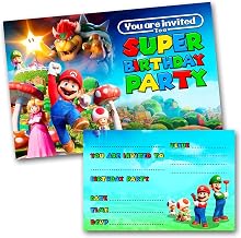 Mario Party Invites Birthday Invitations & Envelopes (WRITE ON) 20 with envelopes