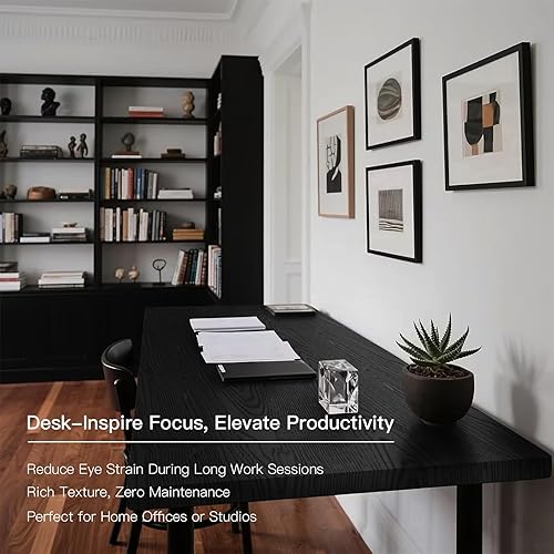 Miniatura 8 de Ismoon Papel tapiz de contacto negro para despegar y pegar, papel de contacto de grano de madera de 17.5 x 118 pulgadas, papel de contacto para