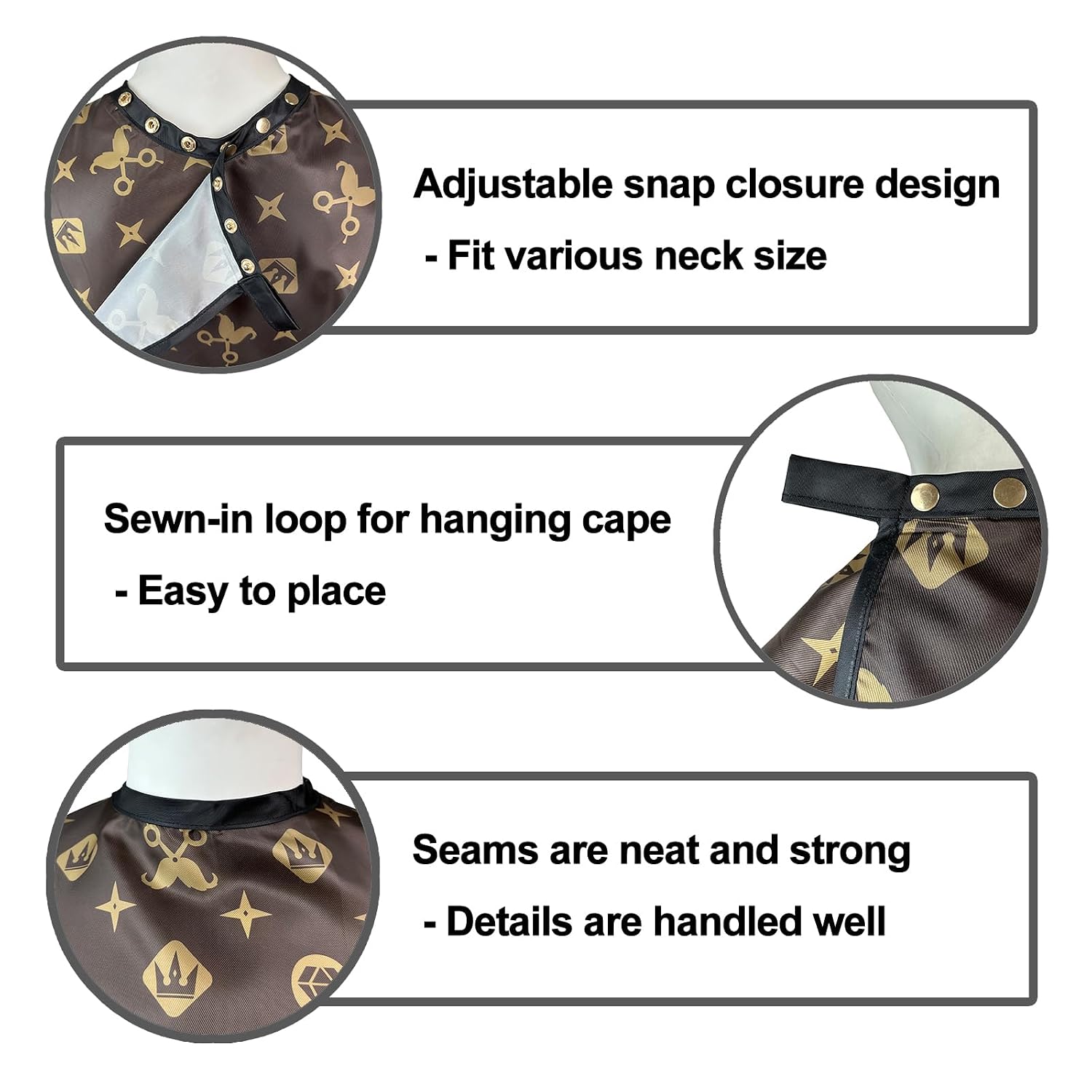 Barber Capes for Men Professional Haircut Capes with Snaps Salon Capes for Stylist -63"*56"(Brown)