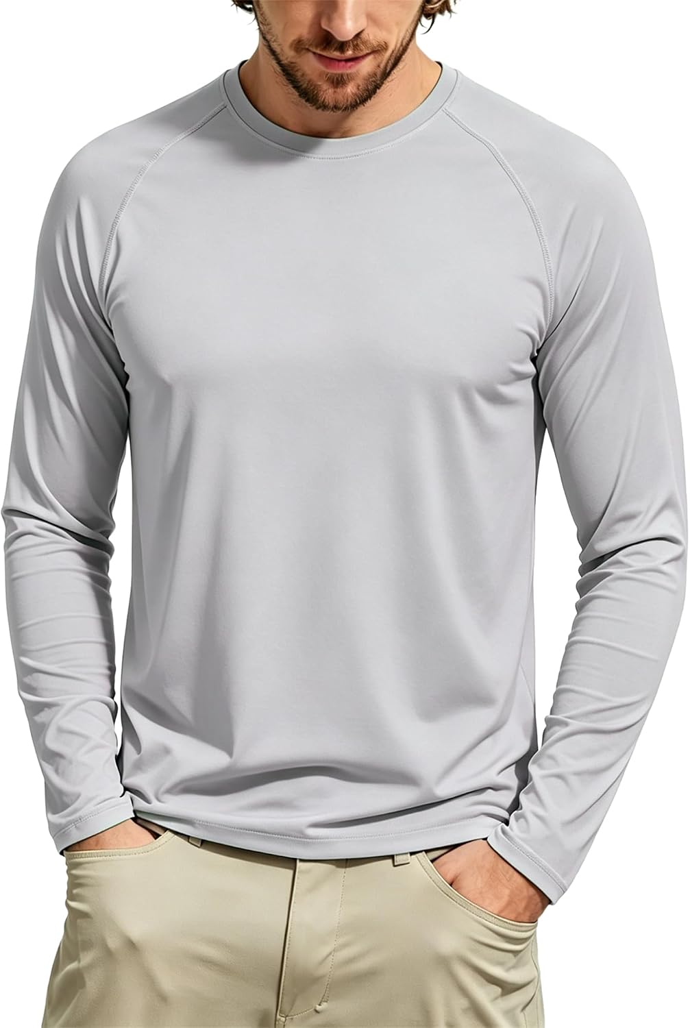 Tansozer Męska koszulka z długim rękawem UPF 50+ ochrona przed promieniowaniem UV wędkowanie wędrówki rash guard koszule