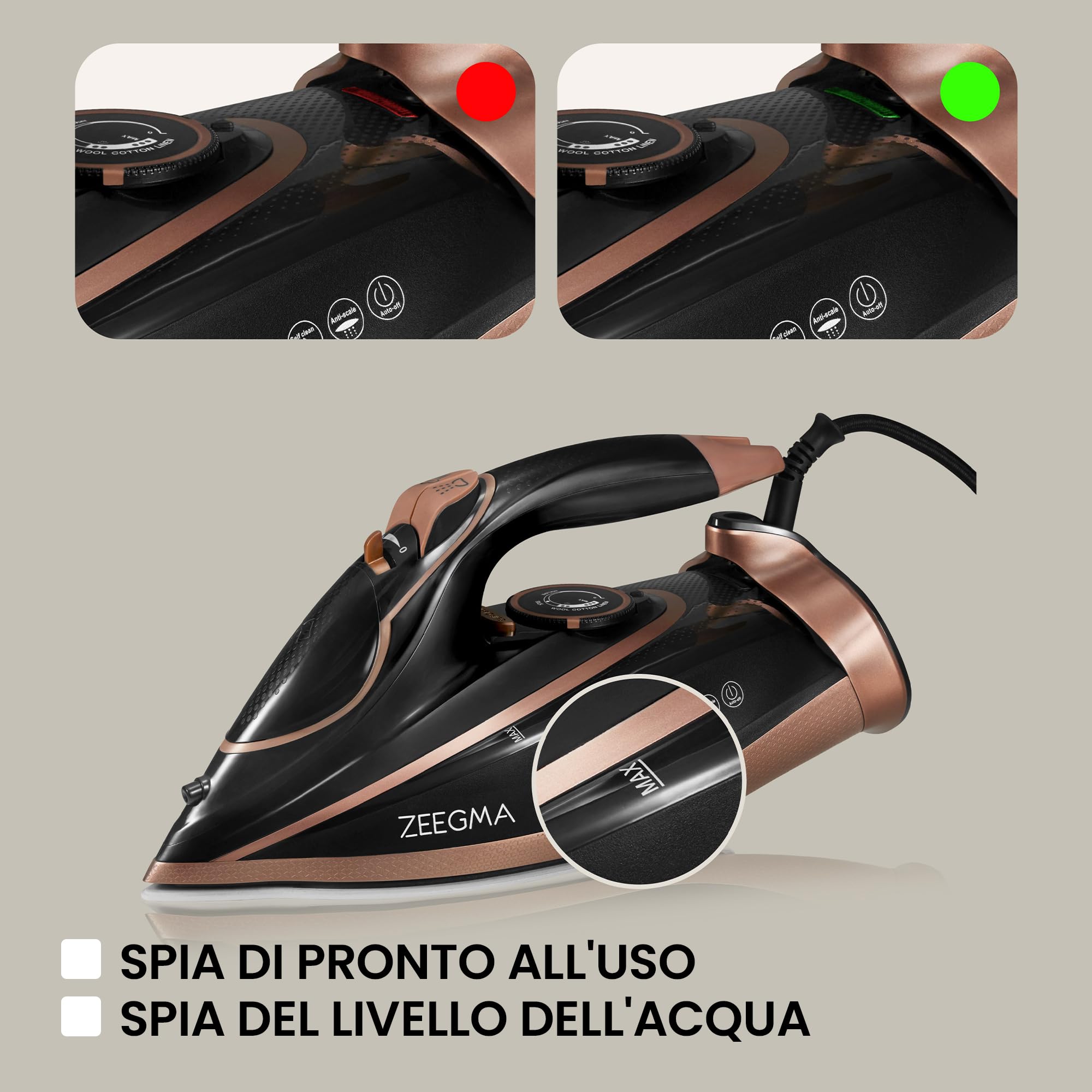 FERRO DA STIRO CERAMIC PLUS CON PIASTRA IN CERAMICA 2400W