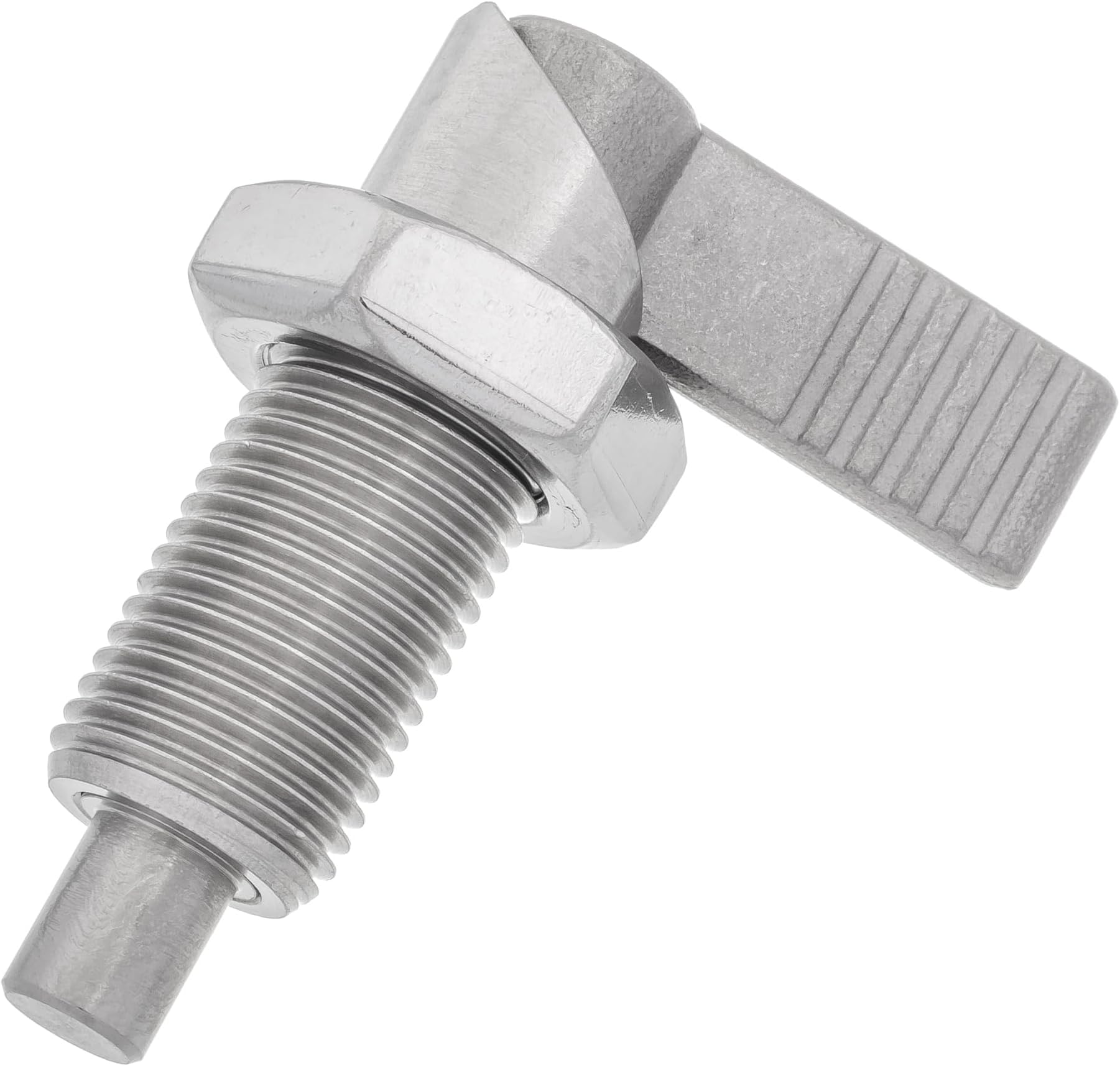 M16 x 1.5 x 31mm Thread 8mm Pin Diameter Lever Indexing Spring Plunger with Stop Notch - Stainless Steel L-Shaped Retractable Locking Bolt Knob Threaded Index Mechanism Accessory Tool