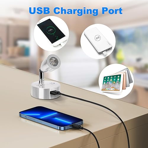 SUPAREE Lampe 12V LED Caravane 12V Éclairage LED USB Lampe de Lecture Camping Car 3200K Dimmable avec Prise USB Interrupteur Tactile pour RV Camion Bateau Van Fourgon 2Pcs - 2
