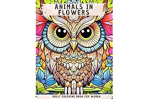 ANIMALS FLOWERS ADULT COLORING BOOK FOR WOMEN