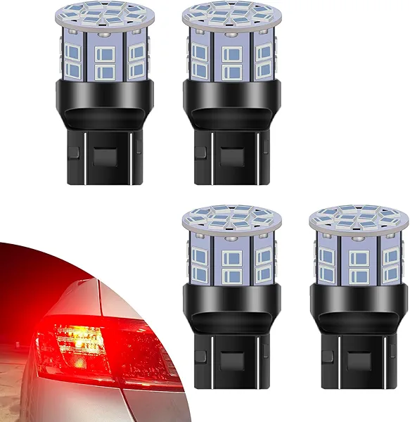 LEDYOTRY 7443 LED Bulb Red for Brake Lights Tail Lights, Super Bright 7444 7441 7440 T20 W21W LED Bulbs for Brake Stop Tail Lights, (Pack of 4)
