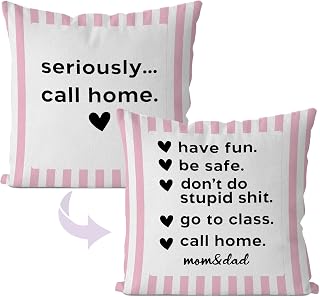 IWXYI Funny Pink Stripes Call Your Mom Dad Flowers Pillow Cover 18x18