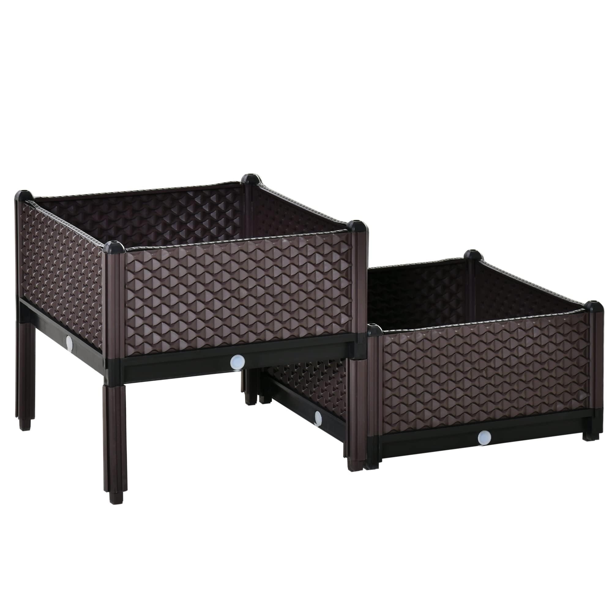 Buy Outsunny 50cm x 50cm x 46.5cm Set of 2 41L Plastic Raised Garden