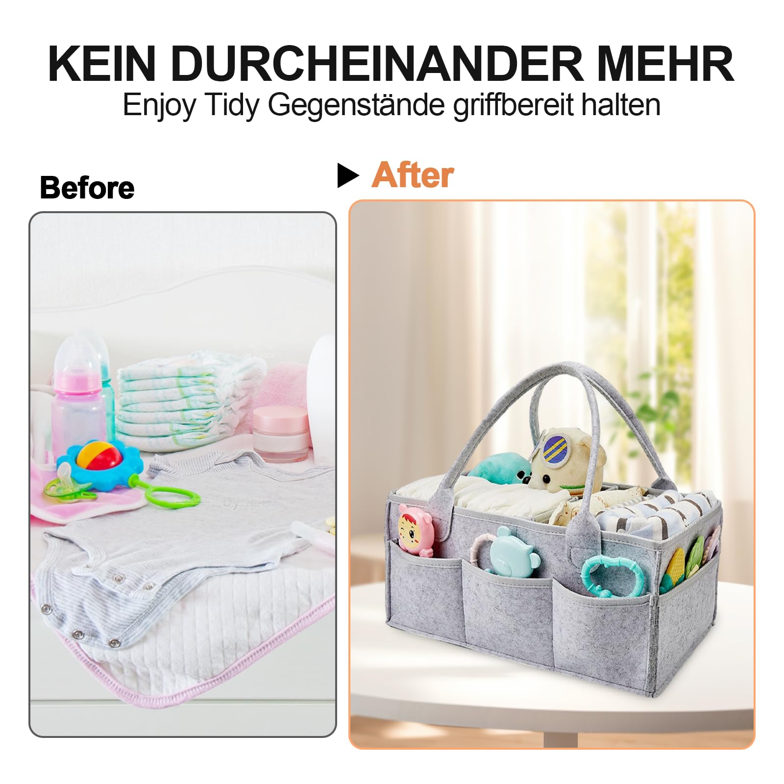 Panier Rangement Bebe Esoes Organisateur De Sac à Langer Avec Bavoir Pour Bébé - Sac En Feutre Portable Avec Compartiments - Poubelle à Couches Ou Rangement De Jouets Pour Enfants - Sacs