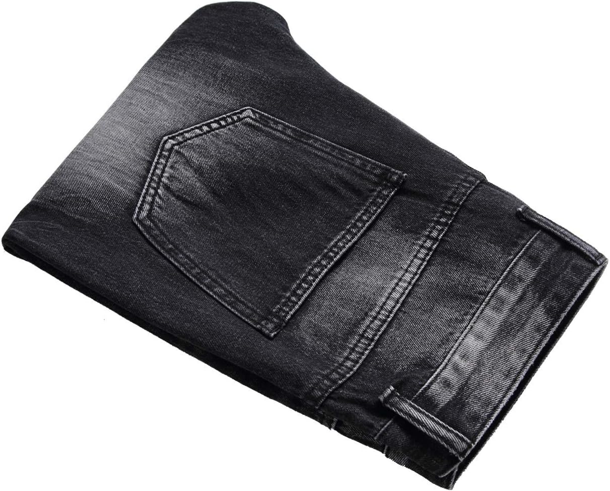 Men's Ripped Slim Fit Jeans Straight Leg Distressed Patch Denim Pants