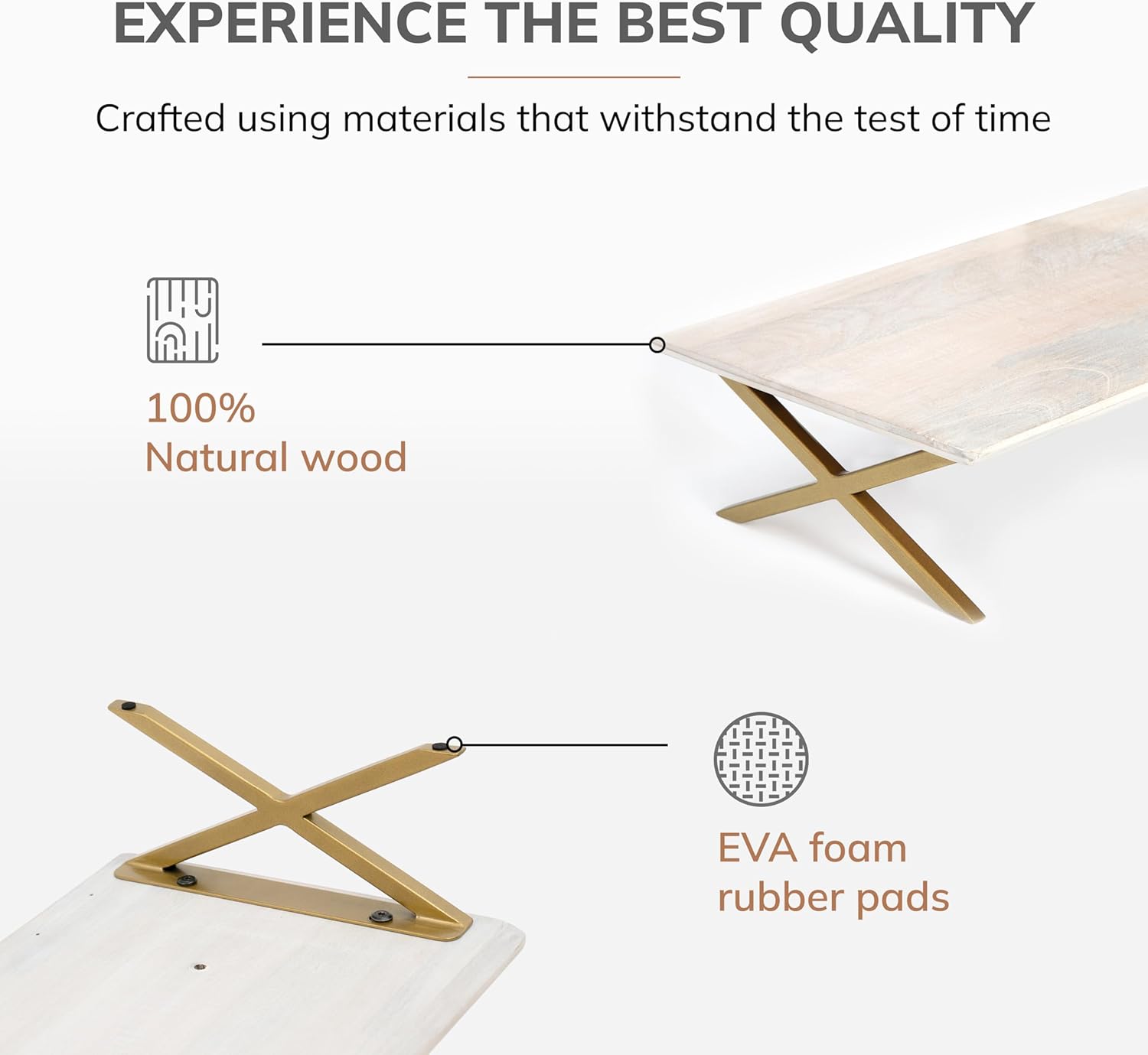 Anji Mountain Monitor Stand - Desktop Organizer & Laptop Riser, Ergonomic Monitor Riser, Space-Saving Monitor Stand for Desk, Durable Construction, Easy Assembly, Ideal for Home & Office,White Wash
