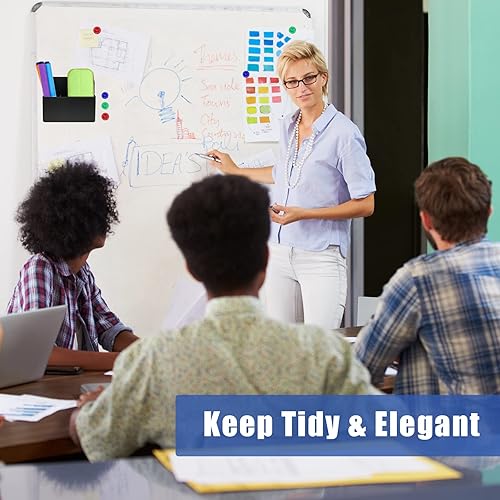 Miniatura 7 de Paquete de 2 marcadores magnéticos de borrado en seco, soporte magnético para bolígrafo con 6 pines magnéticos para escuela, oficina, hogar, pizarra