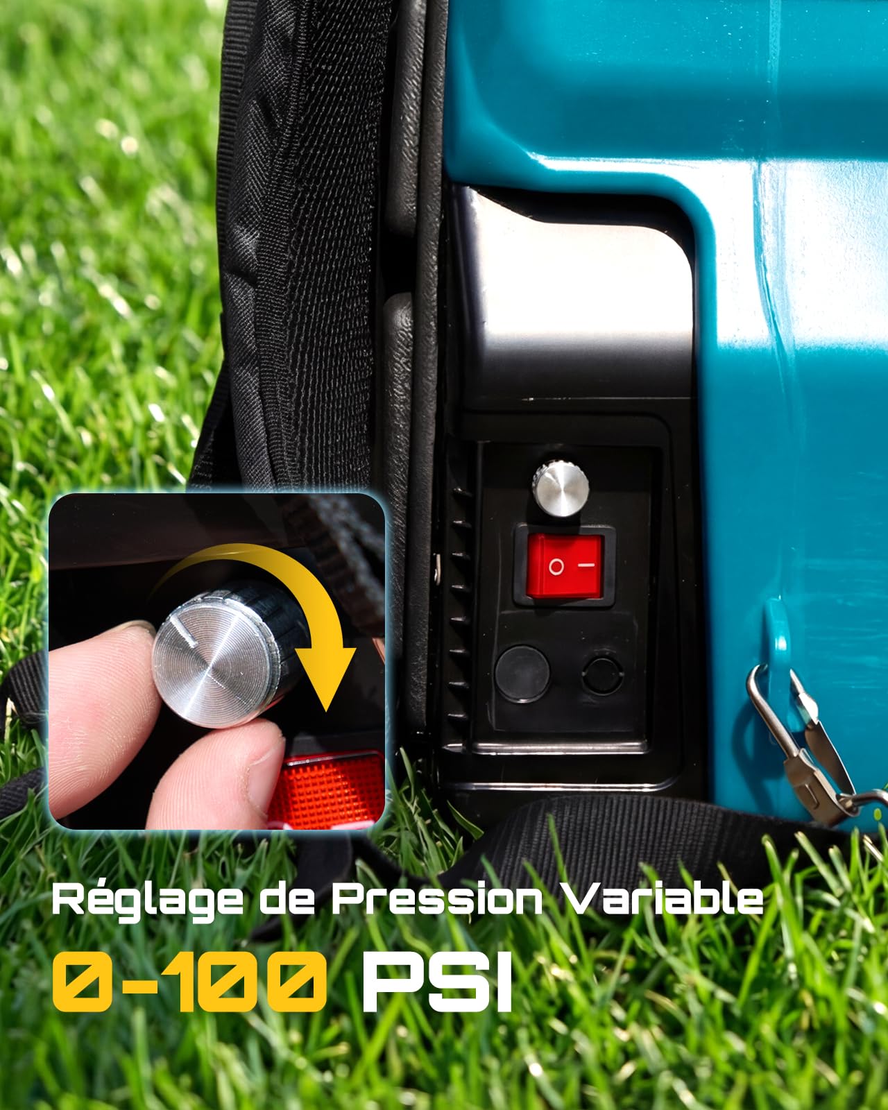 SEESII Pulvérisateur Electrique à Dos 19L avec Double Batterie, 3,5 h d’Autonomie, Lance Télescopique en Laiton, 7 Buses, Pression Réglable Jusqu’à 6,9 Bar pour Jardin et Désherbage