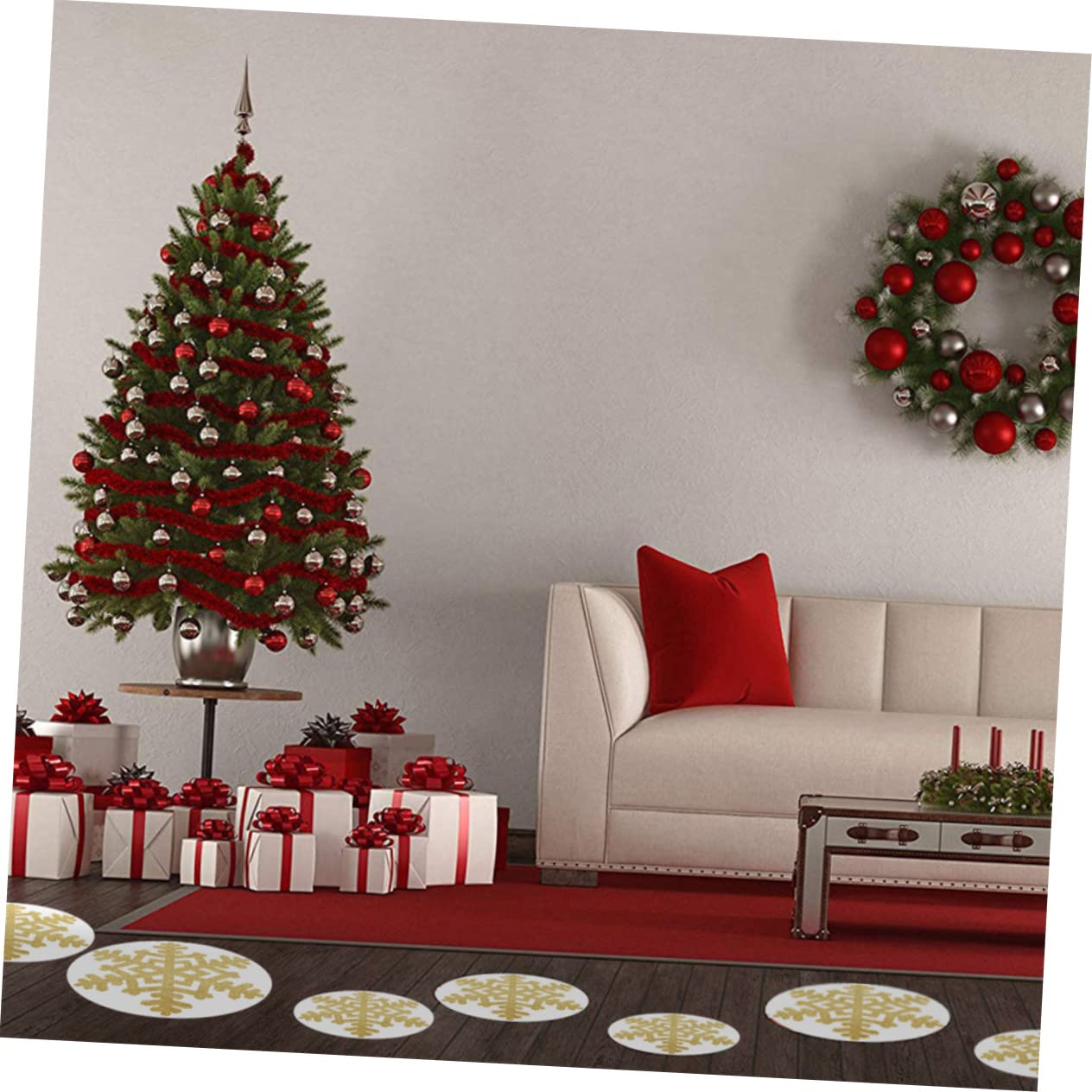 OUNONA 36stücke Weihnachts-schneeflocken Aufkleber Kreative Pvc Wandtattoos Abnehmbare Fußboden-dekoration Glitzernde Weihnachtsdeko Für Zuhause Und Partys