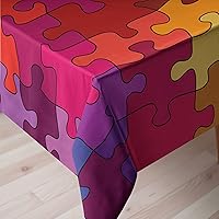 Vista 3 de Ambesonne Mantel abstracto, piezas de juego coloridas con imagen de dibujos animados fractal Hobby Activity Leisure, funda rectangular