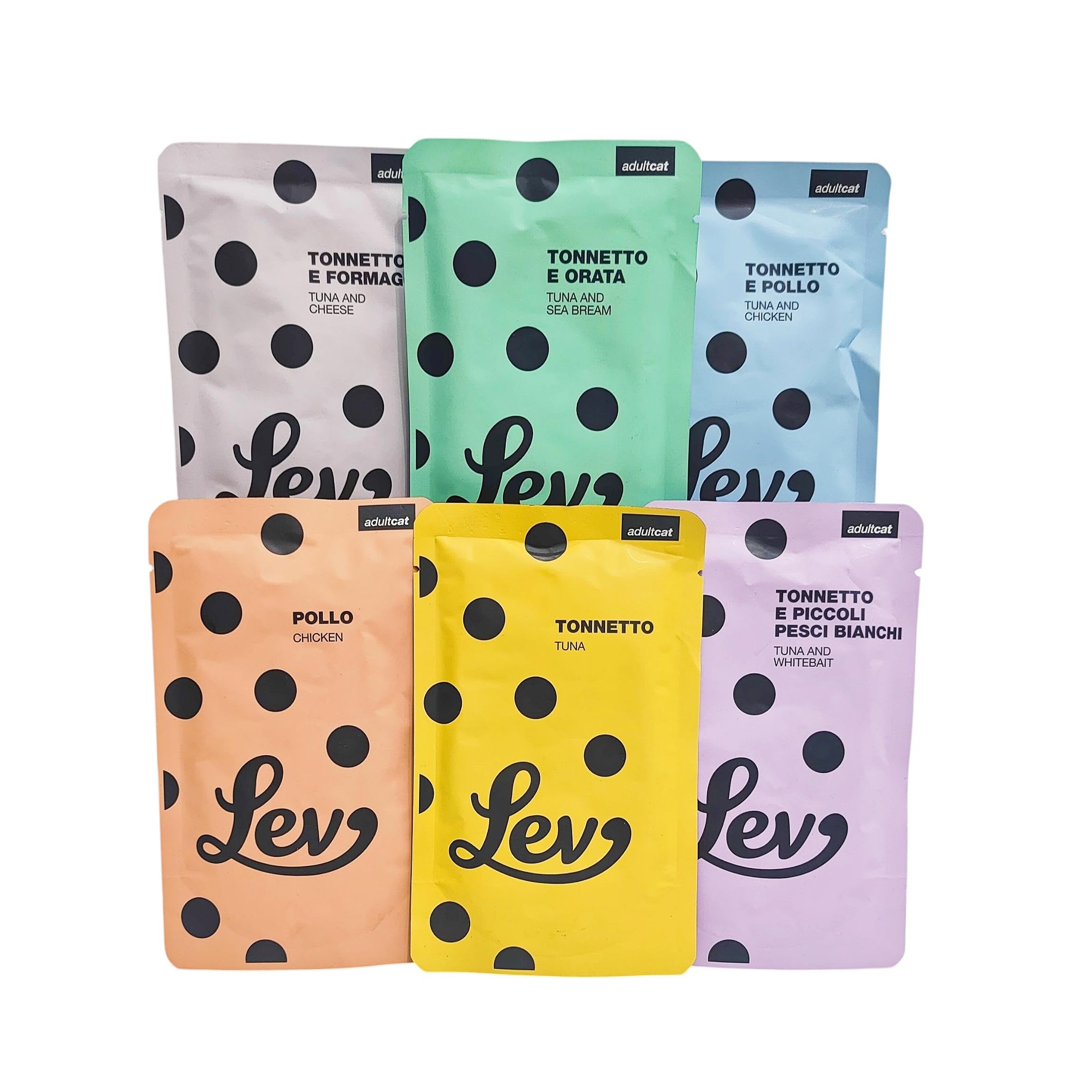 LEV Natural Code BUSTINE per gatto alimento completo 60 grammi - Confezione da 64 gusti misti