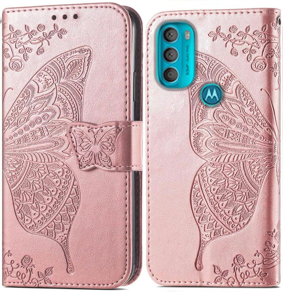 ClickCase Butterfly Series, Faux Leather Embossing Wallet Flip Case Kick Stand Magnetic Closure Flip Cover for Motorola Moto G71 5G (Rose Gold) (B09SCKKJVV) Amazon Price History, Amazon Price Tracker