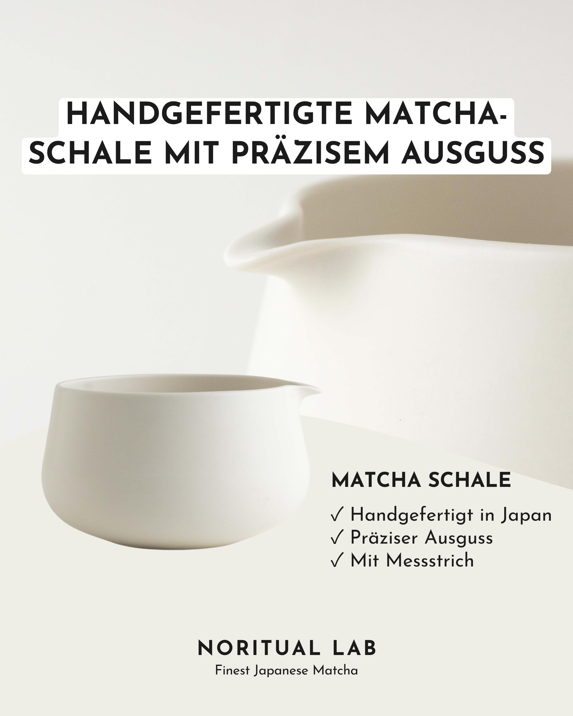 NORITUAL LAB Matcha Schale mit Ausgießer - Handgefertigte Teeschale aus Japan - Präziser Ausguss für Matcha Latte