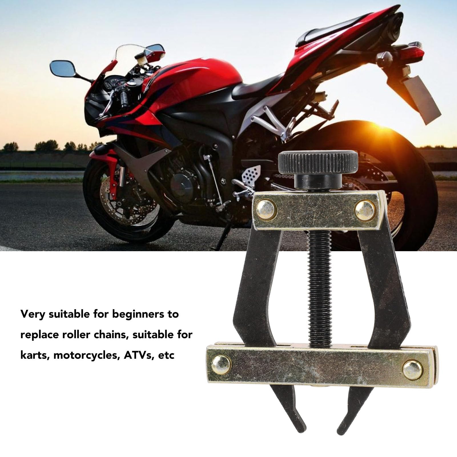 Starkes Metall-Rollenketten-Abzieher-Halterungswerkzeug, Ideal für Rollenkettenhalter, Motorräder, Go-Kart, Motorrad, ATV, Go-Kart-Kettenabzieher, Rollenketten-Reparaturwerkzeug