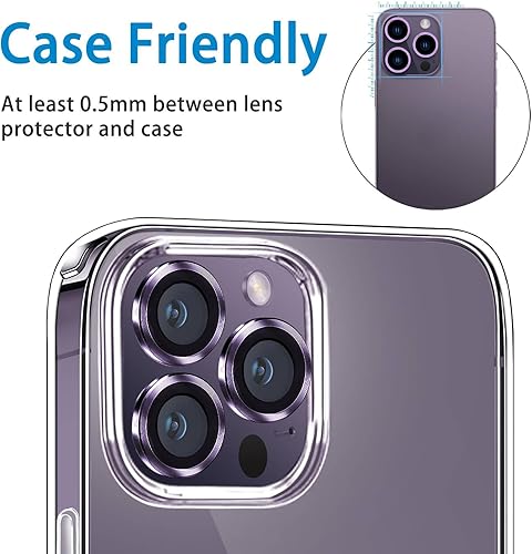 Miniatura 3 de Protector de lente de cámara compatible con iPhone 14 Pro  14 Pro Max, cubierta antiarañazos, vidrio templado 9H, protector de pantalla de cámara de